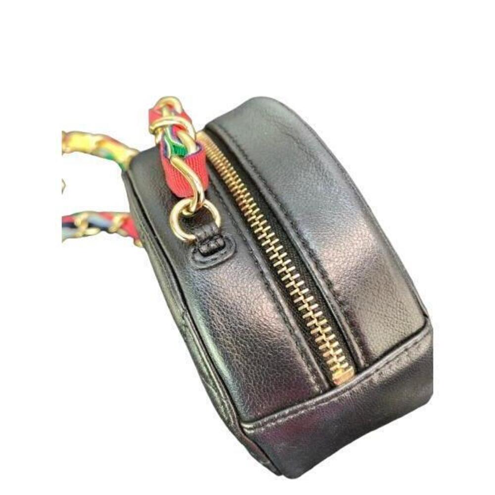 CHANEL Matelasse Coco Mark Round Chain Shoulder Bag Black Lambskin - Picture 6 of 7